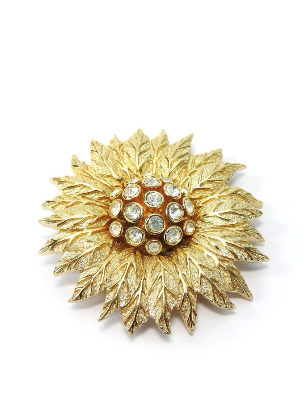 Dior Brooch Metal Gold Rhinestone Plated
